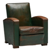 Art Deco Leather Club Chairs, France, 1930s