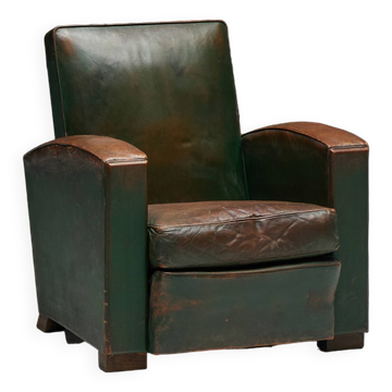 Fauteuils Club Art Déco en Cuir, France, 1930