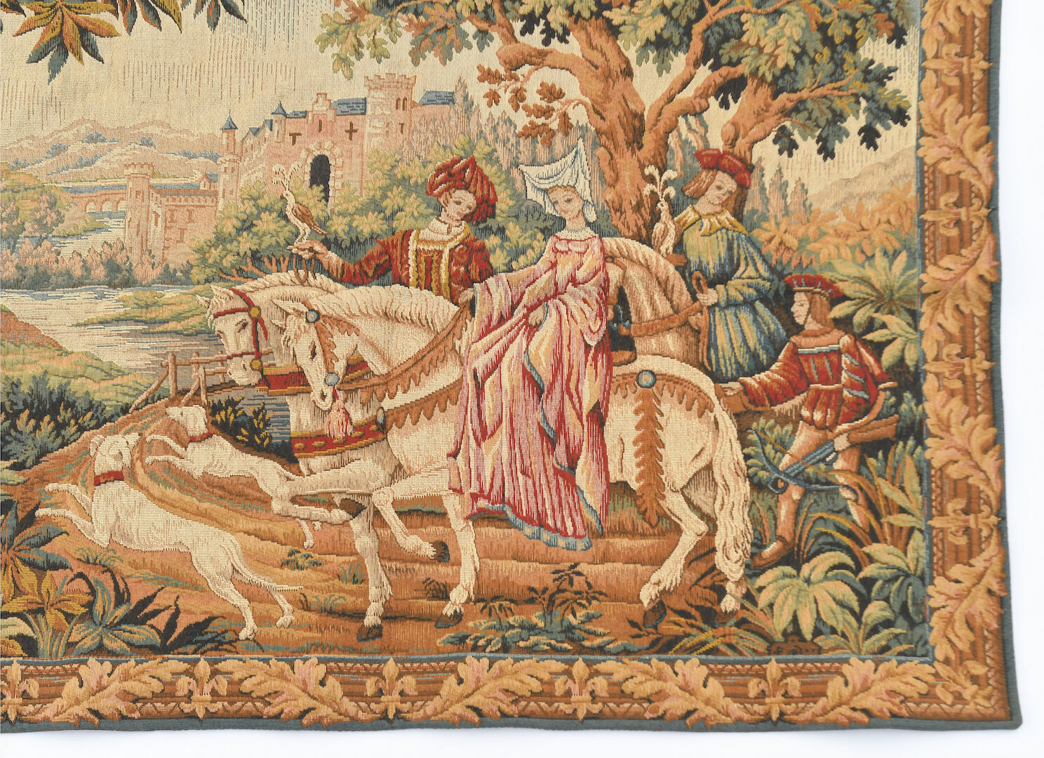 Wall tapestry depicting medieval scene