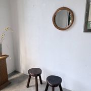 Woven wicker round mirror 1960