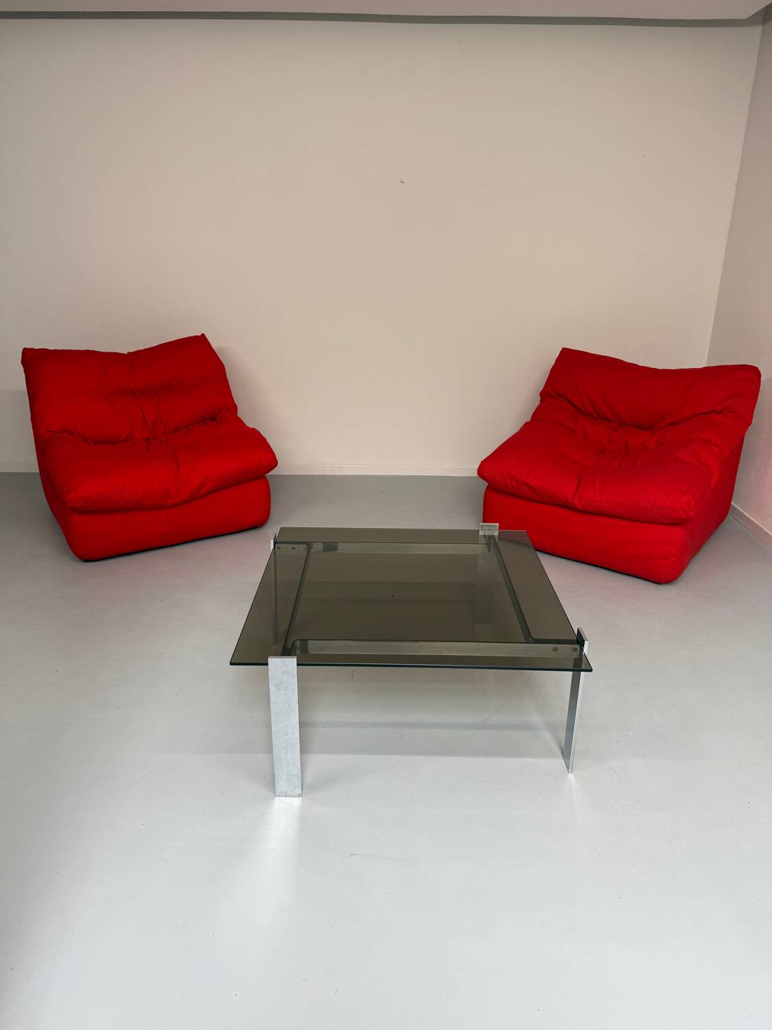 Smoked glass and chrome steel coffee table, Italian design from the 70s