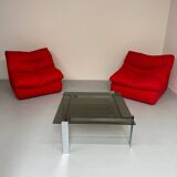 Smoked glass and chrome steel coffee table, Italian design from the 70s