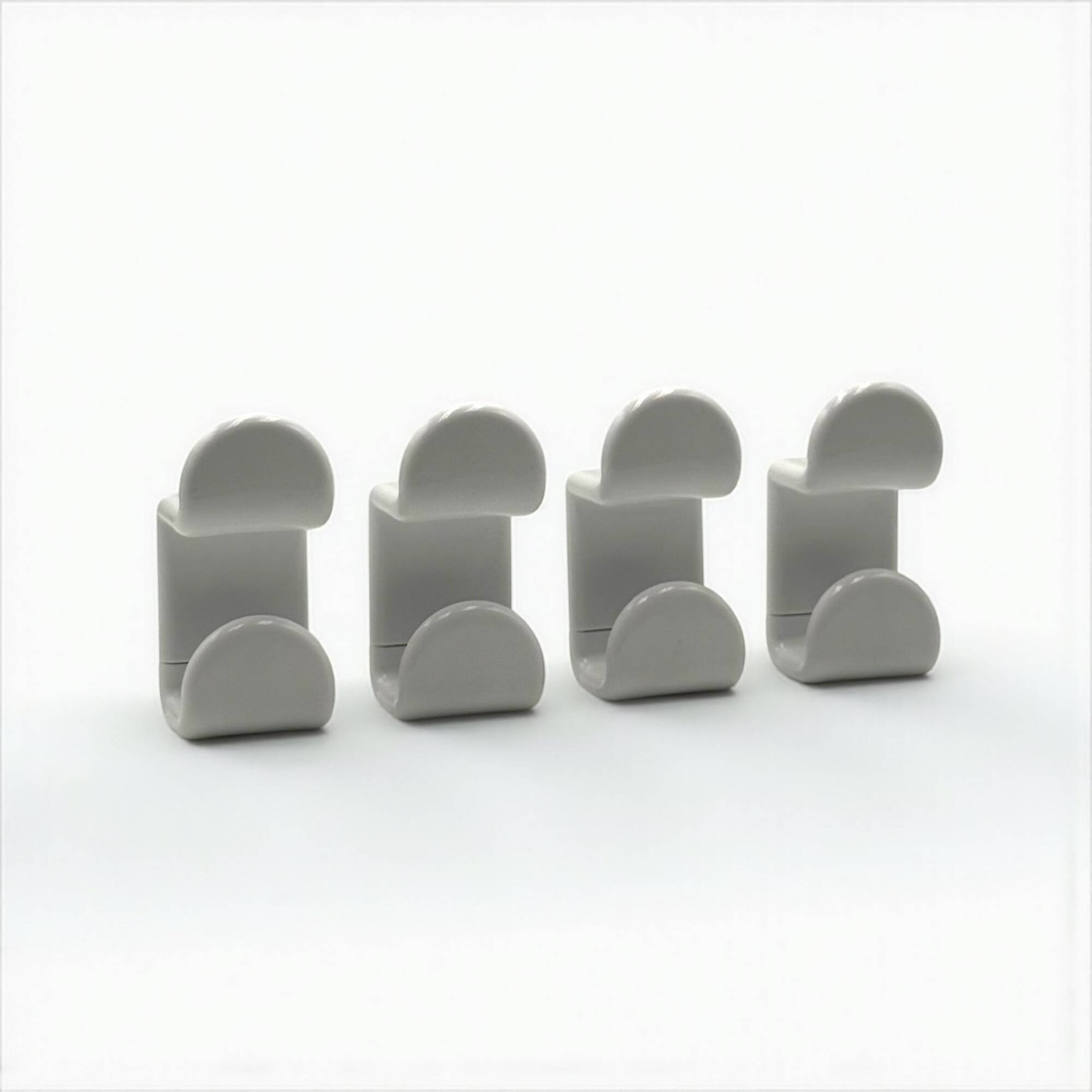 Set of Four White Vintage Gedy Hooks Italy 1970s