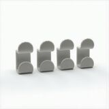 Set of Four White Vintage Gedy Hooks Italy 1970s