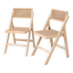 Paire de chaises pliantes en cannage et bois