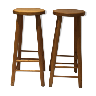 Pair of vintage wooden stools