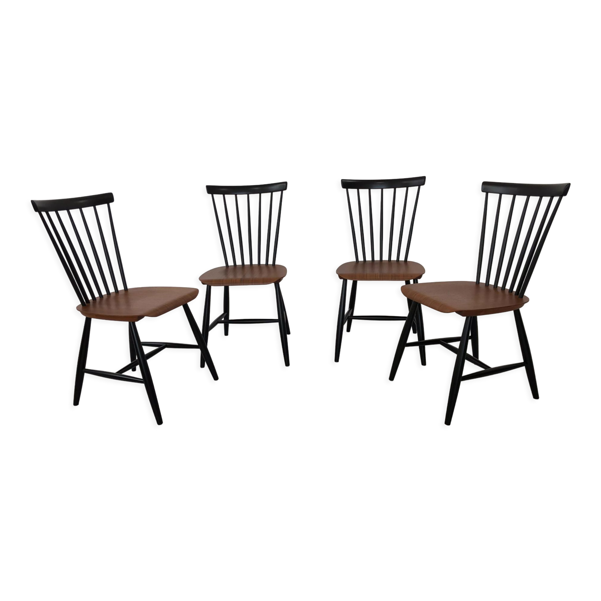 Swedish Teak Chairs by S. E. Fryklund for Hagafors, 1960s, Set of 4