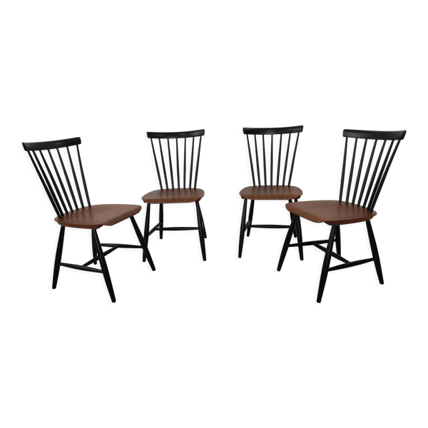 Chaises suédoises en teck par S. E. Fryklund pour Hagafors, années 1960, Set de 4