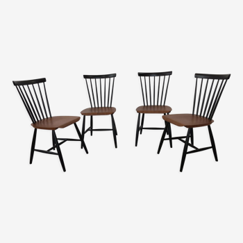 Swedish Teak Chairs by S. E. Fryklund for Hagafors, 1960s, Set of 4