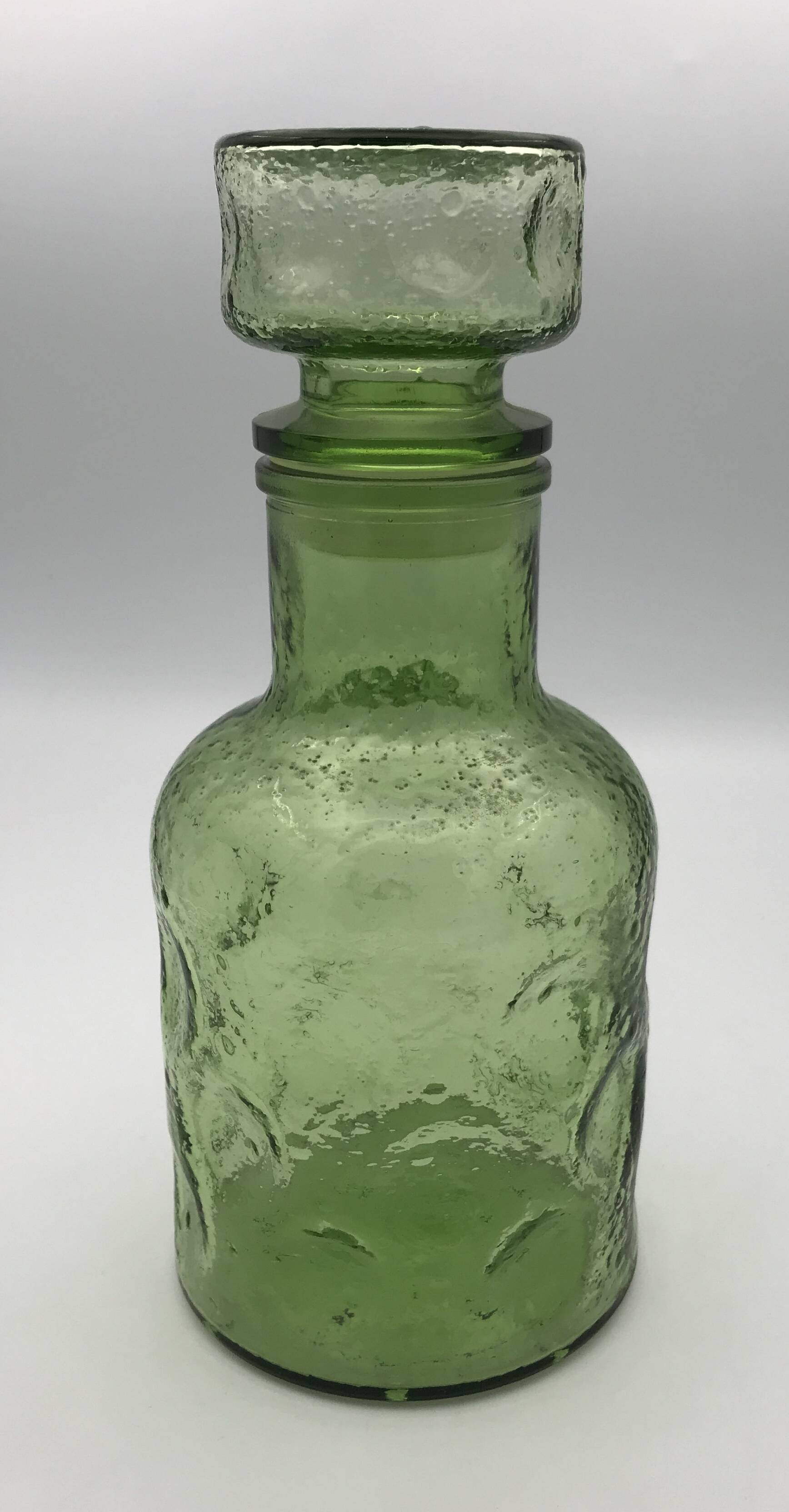 Vintage Green GLASS CARAFE in Empoli style with effect 24.5 cm
