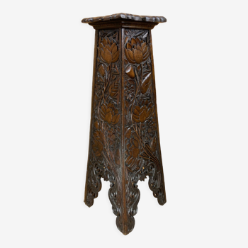 Arts and crafts hand carved pedestal, England ca 1880