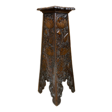 Arts and crafts hand carved pedestal, England ca 1880