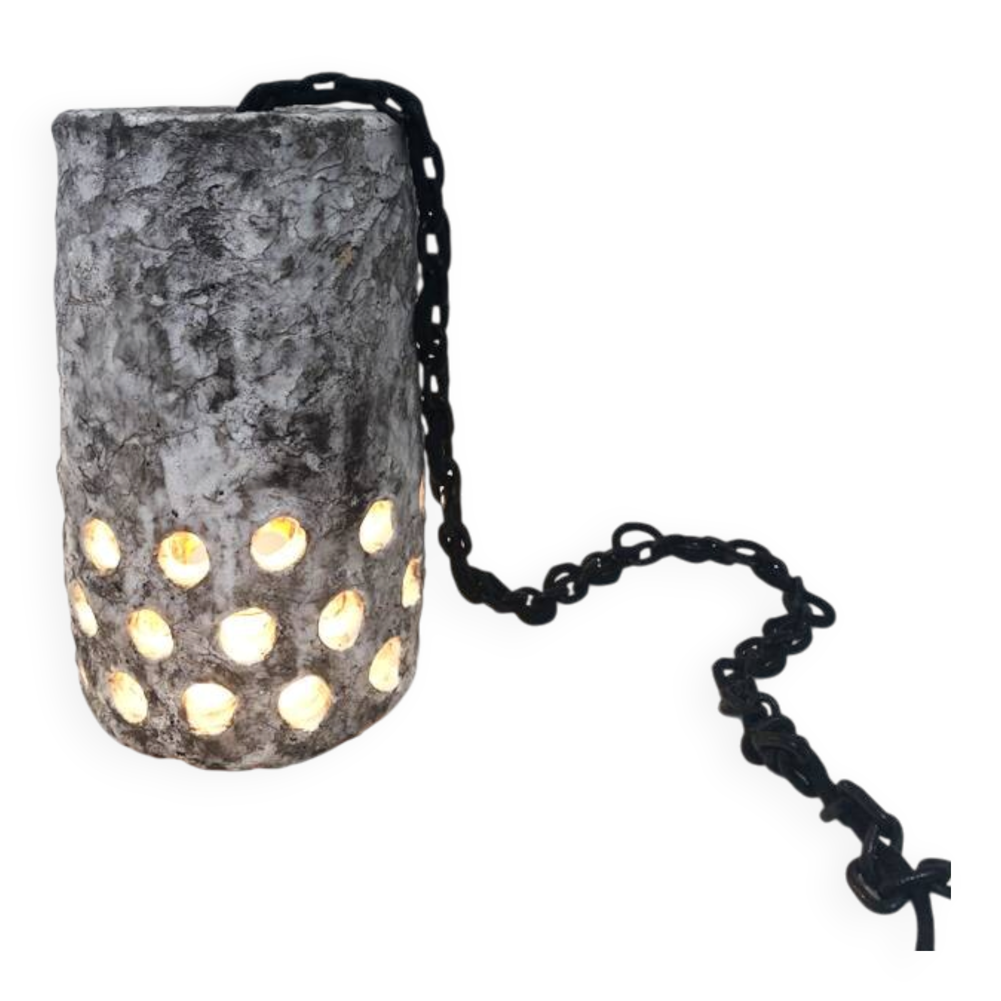 Textured and perforated ceramic pendant – Scandinavia, 1960s
