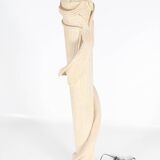 Rattan and silk floor lamp