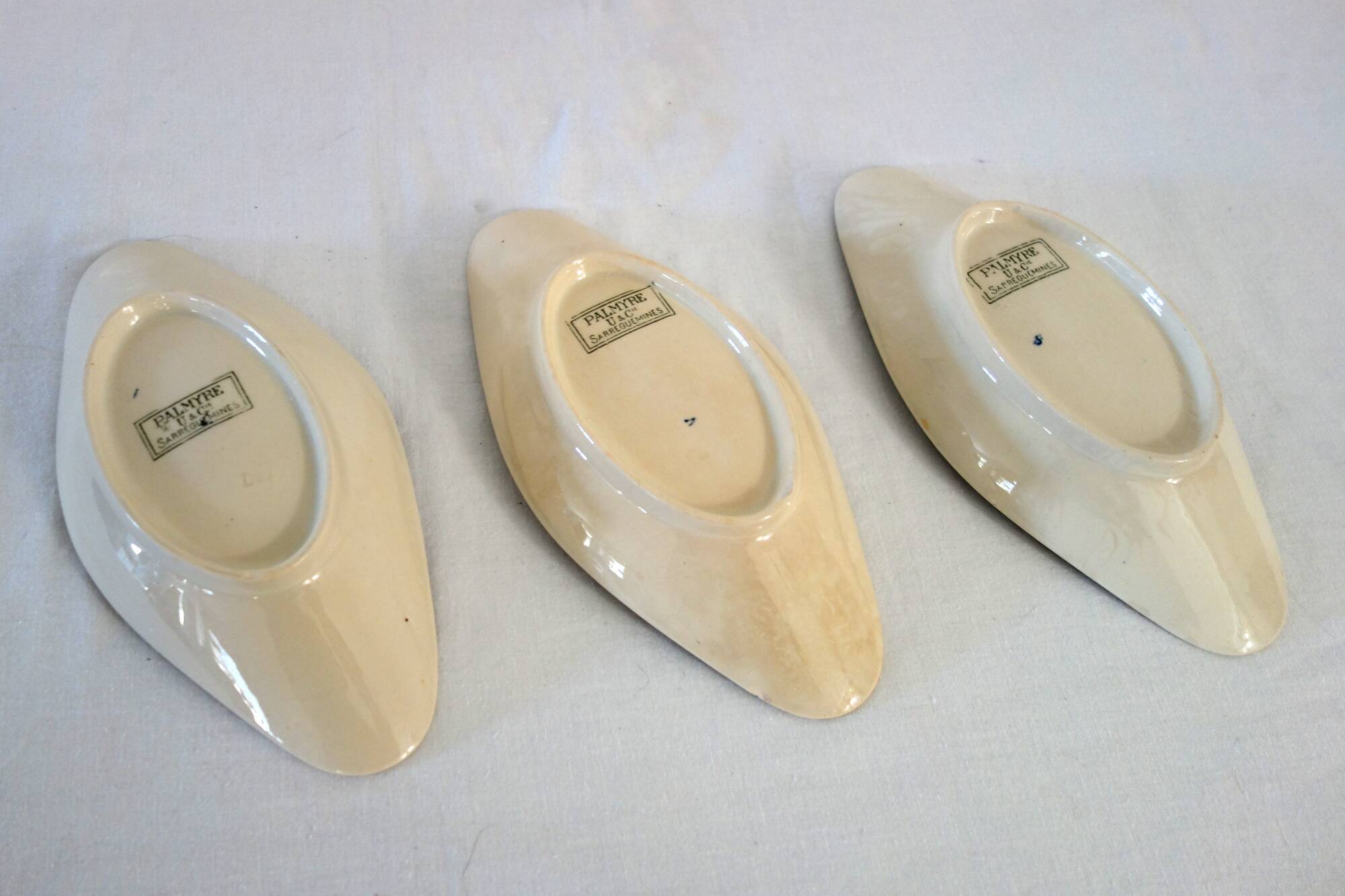 3 ironstone "Palmyre" Sarreguemines dishes