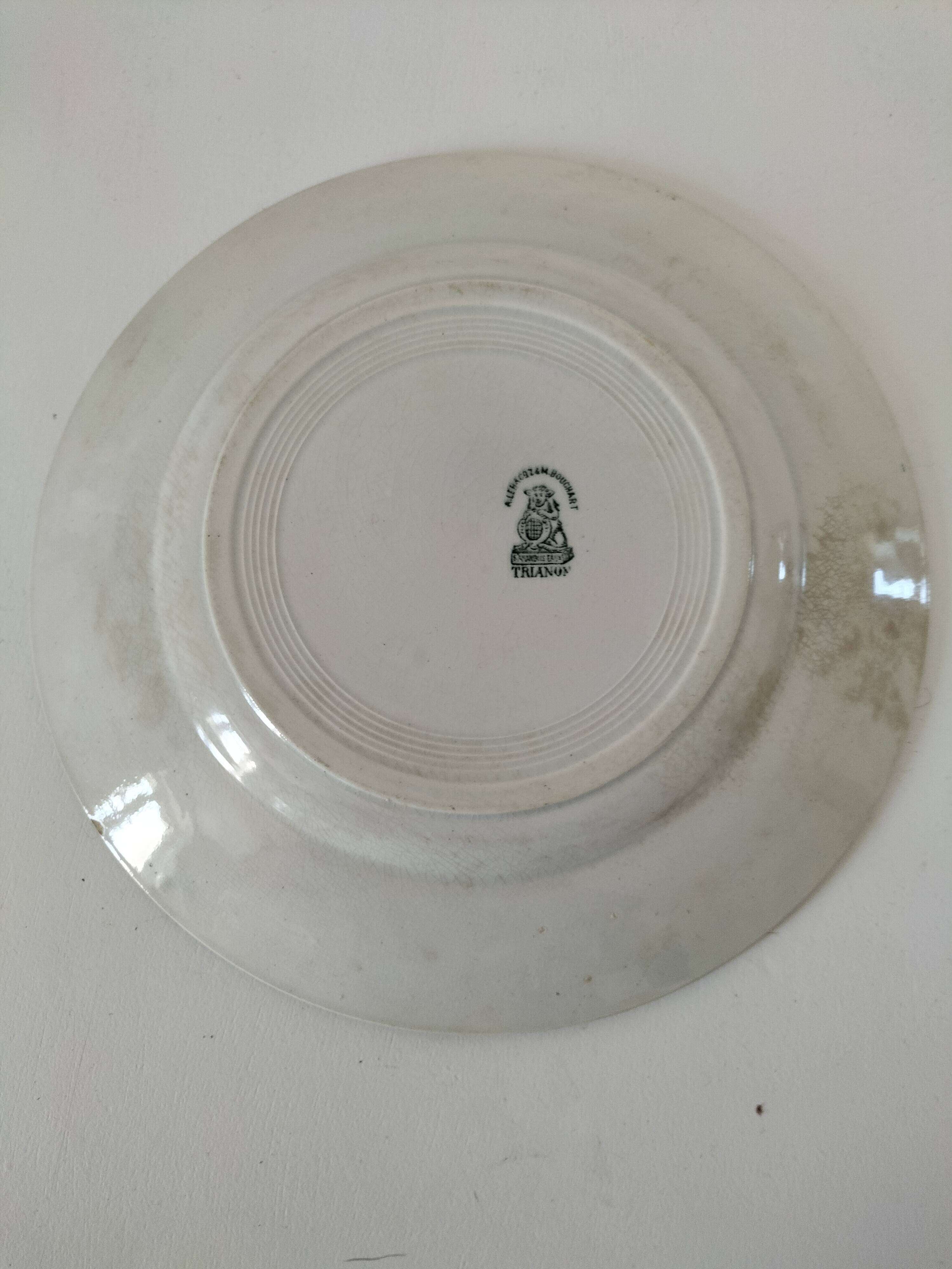 ironstone plate, A. Lebacqz & M. Bouchart earthenware factory, Trianon model