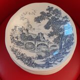 9 assiettes creuses, fond blanc, décor bleu, Gien