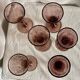 Set of 6 large vintage 1960s fuchsia bubble footed glasses.