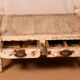 Old Burmese teak trade table original ecru patina