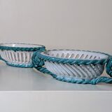 Set of 2 twisted earthenware fruit baskets by Sainte Radegonde, 50s