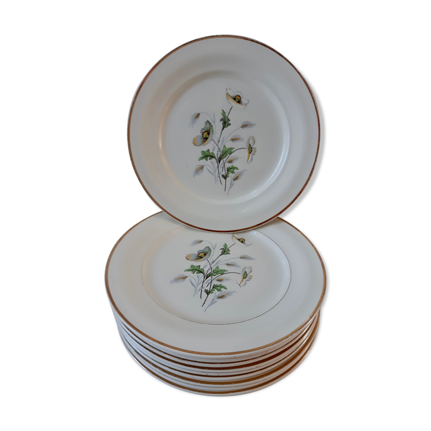 Lot de 6 assiettes Saint Amand modèle Anémone