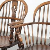 English antique set of 2 Windsor chairs with character, beautiful colouring
