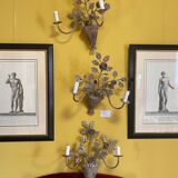 Set of wrought iron wall lamps