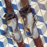 Pair of vintage wooden skis