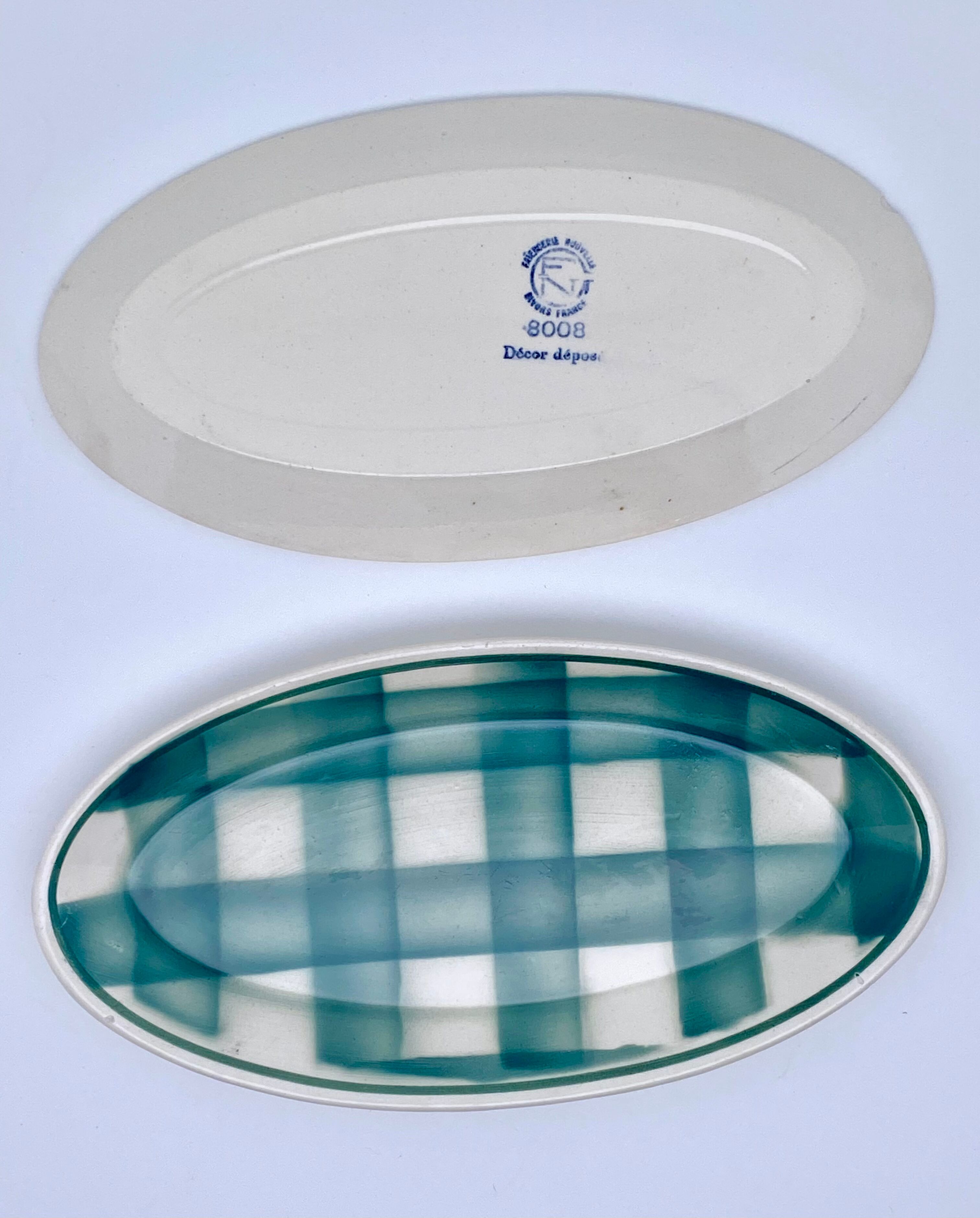 Vintage beige and green checkered service