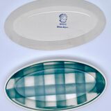 Vintage beige and green checkered service