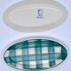 Vintage beige and green checkered service