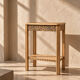 Art Deco console in raw wood with floral decoration, renovated 1930.