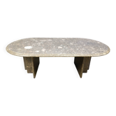 Table basse en marbre gris italien vintage, années 1970