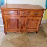 Rustic buffet in Louis XV-Regency style, dovetailed, cherry wood finish, solid wood.