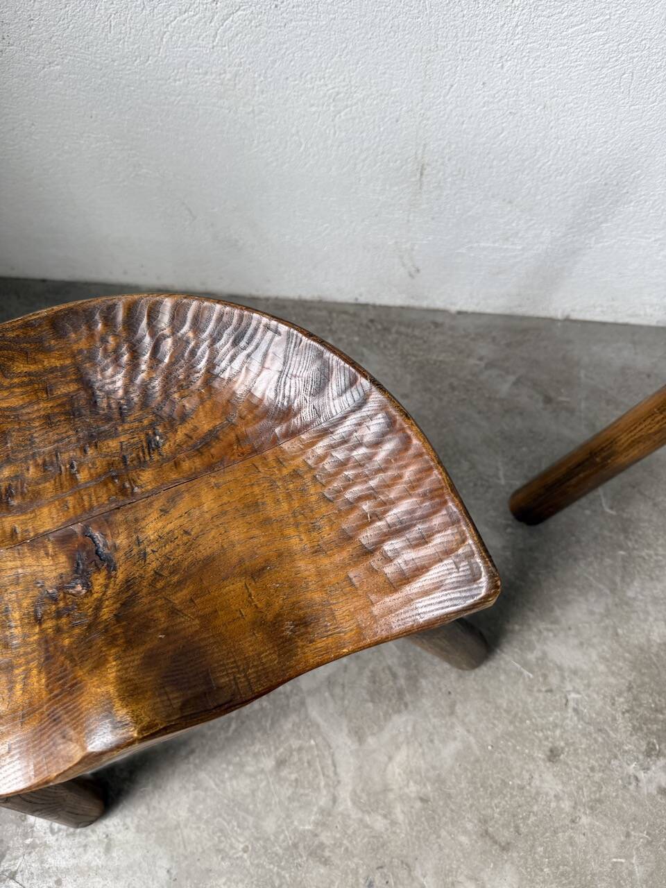 Pair of Le Selou tripod shepherd's stools