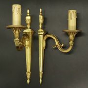 Pair of 1-light louis xvi style wall lights from lucien gau, paris - bronze