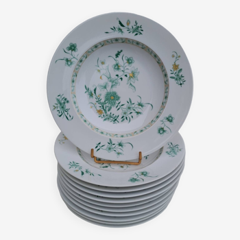 11 assiettes creuses en porcelaine de Limoges Bernardaud modèle Pékin