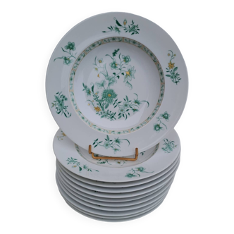 11 assiettes creuses en porcelaine de Limoges Bernardaud modèle Pékin