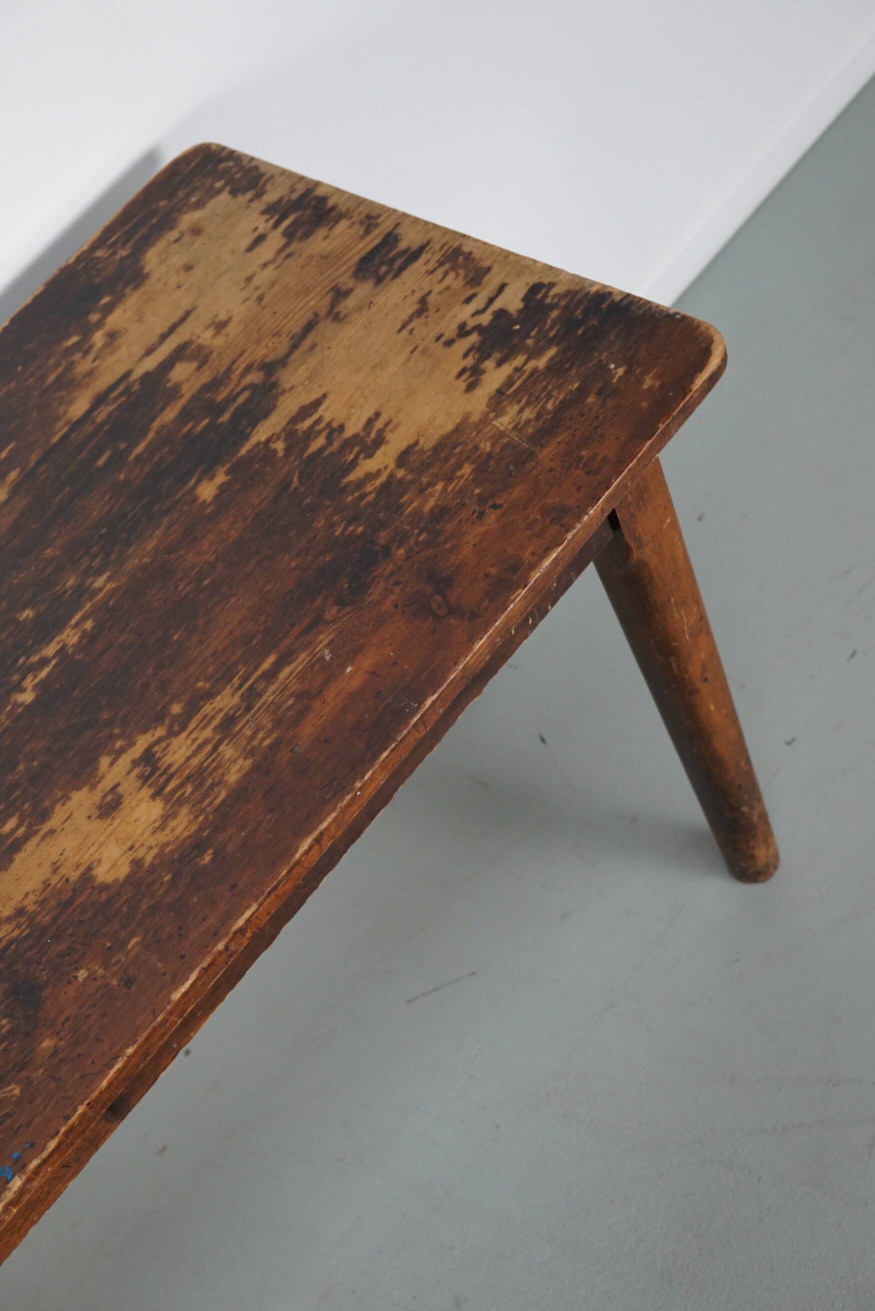 Vintage French Rustic Farmhouse Pine Side Table or Desk, 1950s