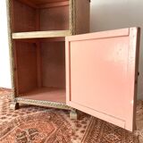 60s pink and gold Lloyd loom bedside table