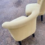 2 reupholstered toadstool armchairs