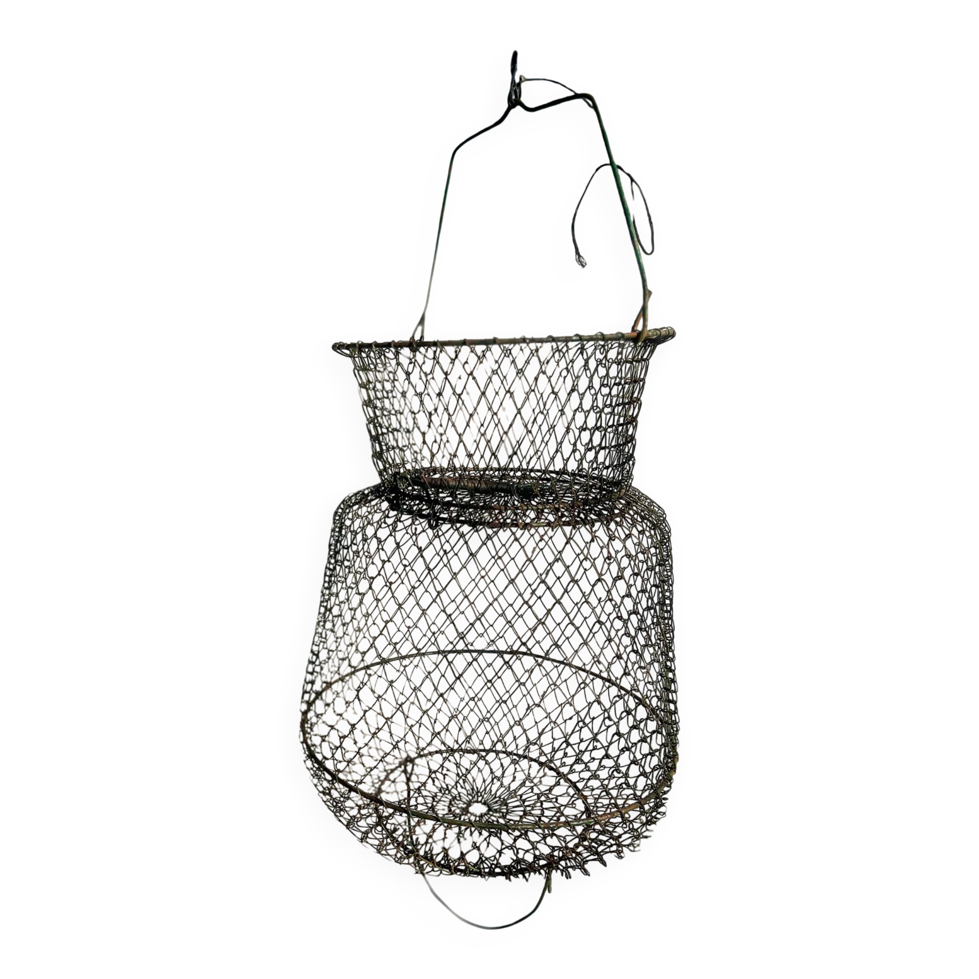 Antique French wire fishing basket