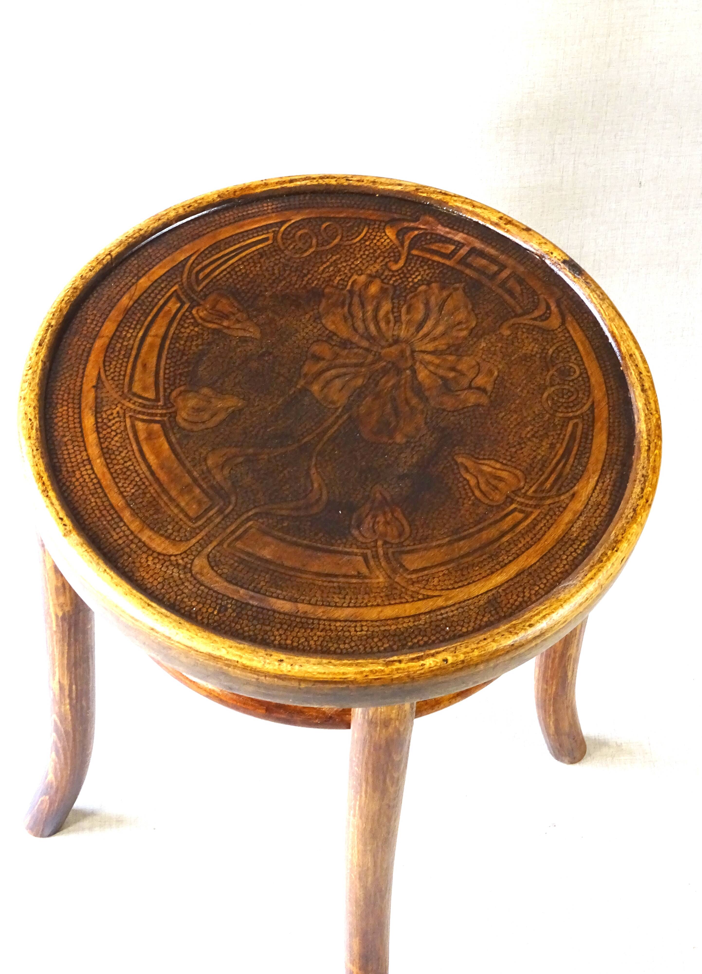 Baumann or Fischel stool, around 1930 with floral seat