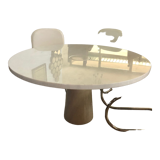 Vintage dining table in white Carrara marble, Italy 1970'