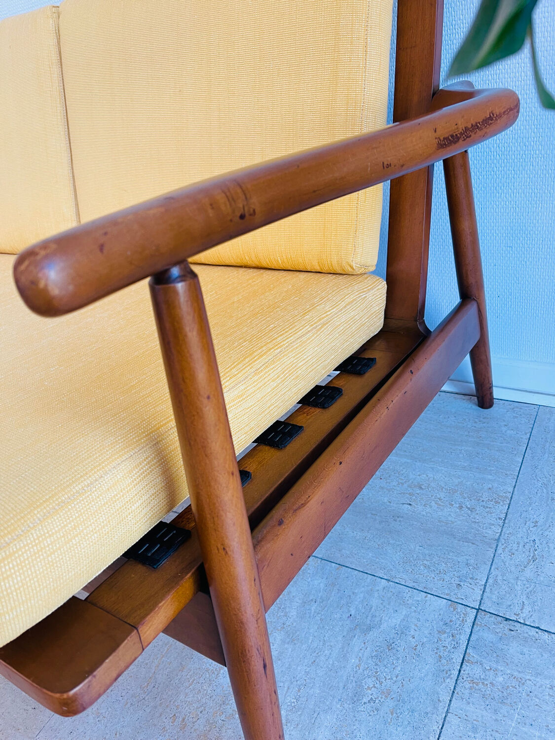 Scandinavian teak banquette for two, circa 1960.