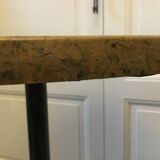 Bistro table with steel base from the 70s/80s