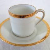 4 Limoges gold outline mocha cups + saucers