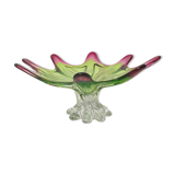Sunburst shaped Murano centerpiece in lime green & fushsia  - Sommerso