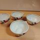 Set of 4 antique porcelain cups with rose pattern CNP France