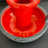 Vintage candle holder in glazed terracotta 70s